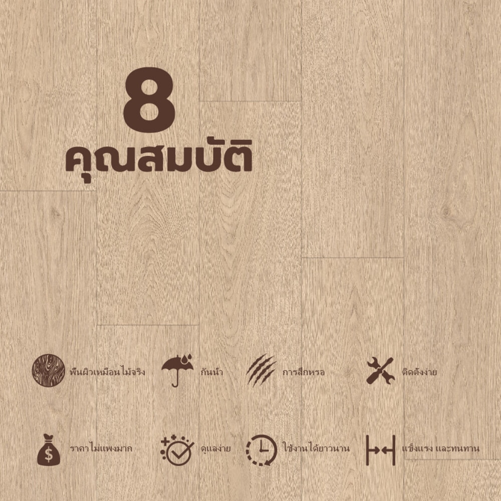 แผ่นปูพื้น SPC Click lock 230x1500x5มม +1มม IXPE รุ่น AMG7141-7 สี light accacia (2.07ตรม./6แผ่น)
