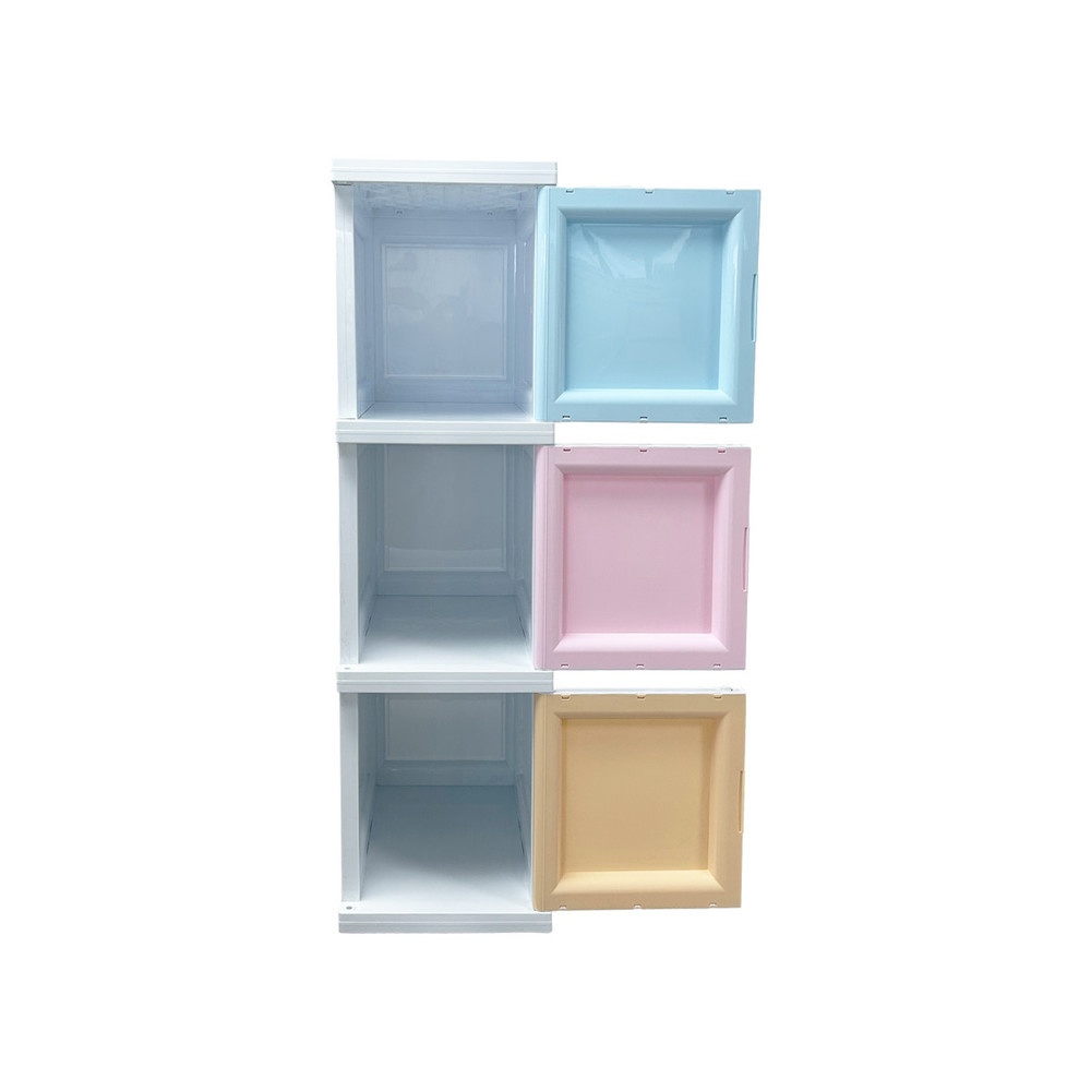 Zeking ตู้พลาสติกบานเปิดเดี่ยว 3 ชั้น 34x50x121ซม. รุ่น Tower Box W5 สีพาสเทล