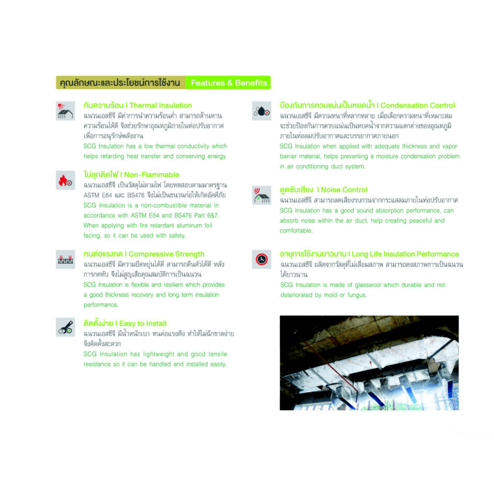 SCG ฉนวนกันความร้อน สำหรับงานหุ้มท่อระบบปรับอากาศ 2.5x122x3050 ซม.