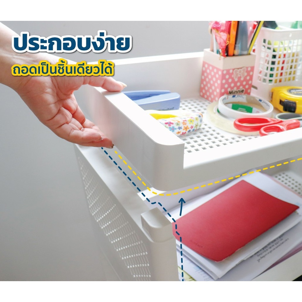 GOME ชั้นวางอเนกประสงค์ 5 ชั้น พร้อมล้อเลื่อน #5965 ขนาด 29.5x49.5x98.5 ซม. สีขาว