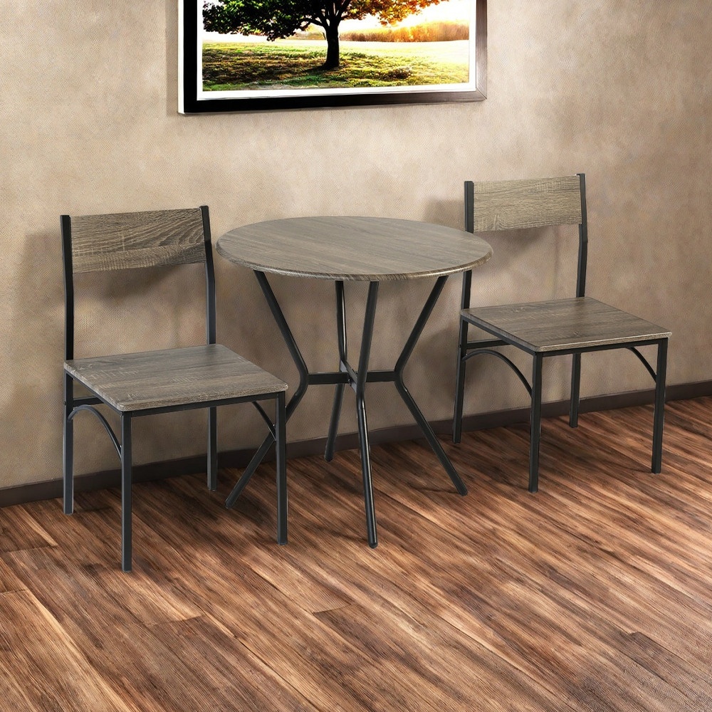 Delicato ชุดโต๊ะอาหารทรงกลม 2 ที่นั่ง รุ่น Mikaโต๊ะ:75X75x76 ซม. เก้าอี้:46X51X82ซม. สีน้ำตาลอ่อน