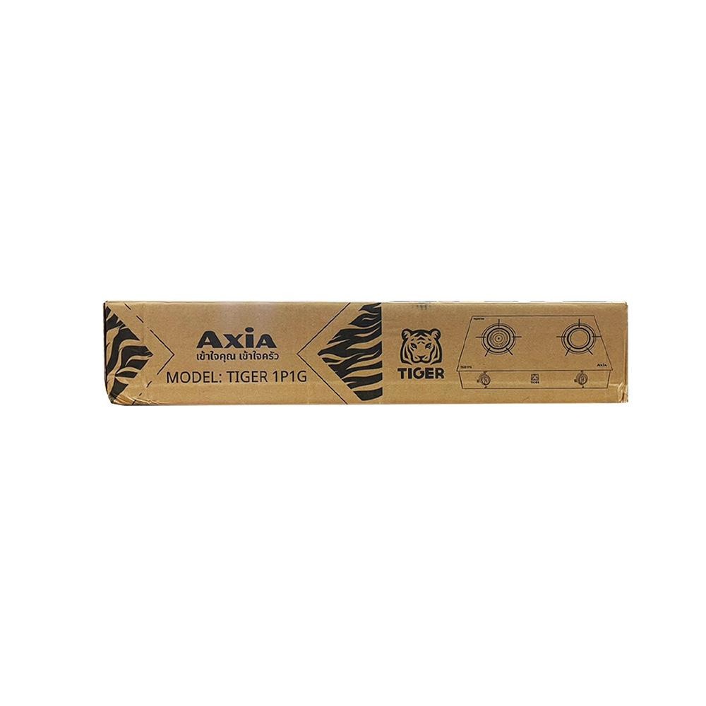 AXIA เตาแก๊สตั้งโต๊ะหน้ากระจก 2 หัวเตา รุ่น TIGER 1P1G ขนาด 71x37x9 ซม. สีดำ
