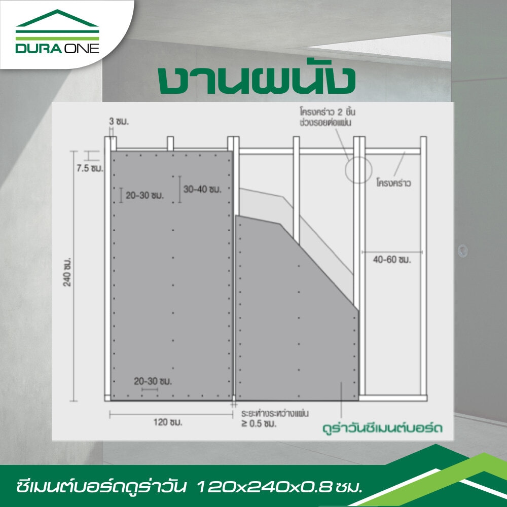 ดูร่าวัน ซีเมนต์บอร์ด 0.8x120x240 ซม. สีซีเมนต์