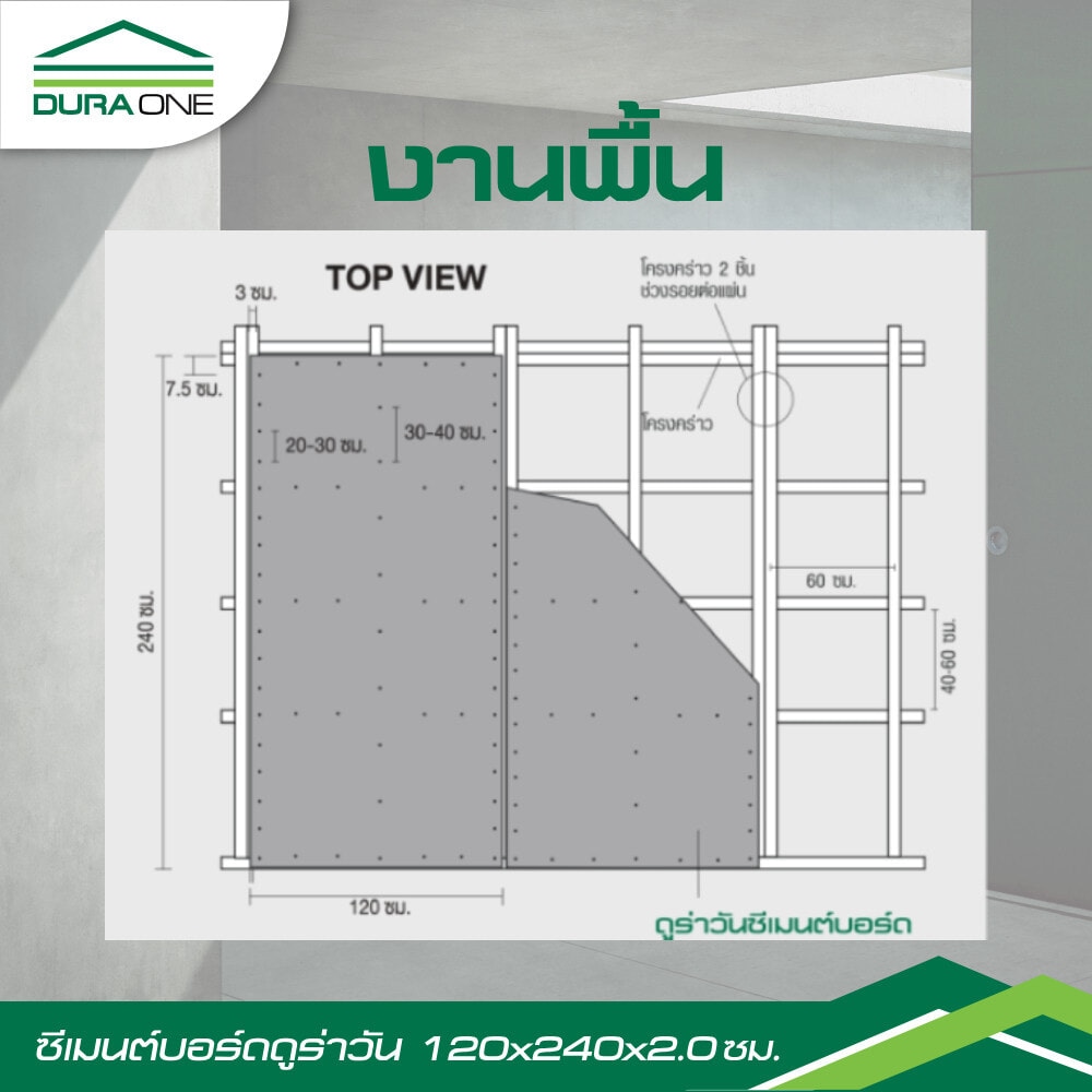 ดูร่าวัน ซีเมนต์บอร์ด 2.0x120x240 ซม. สีซีเมนต์