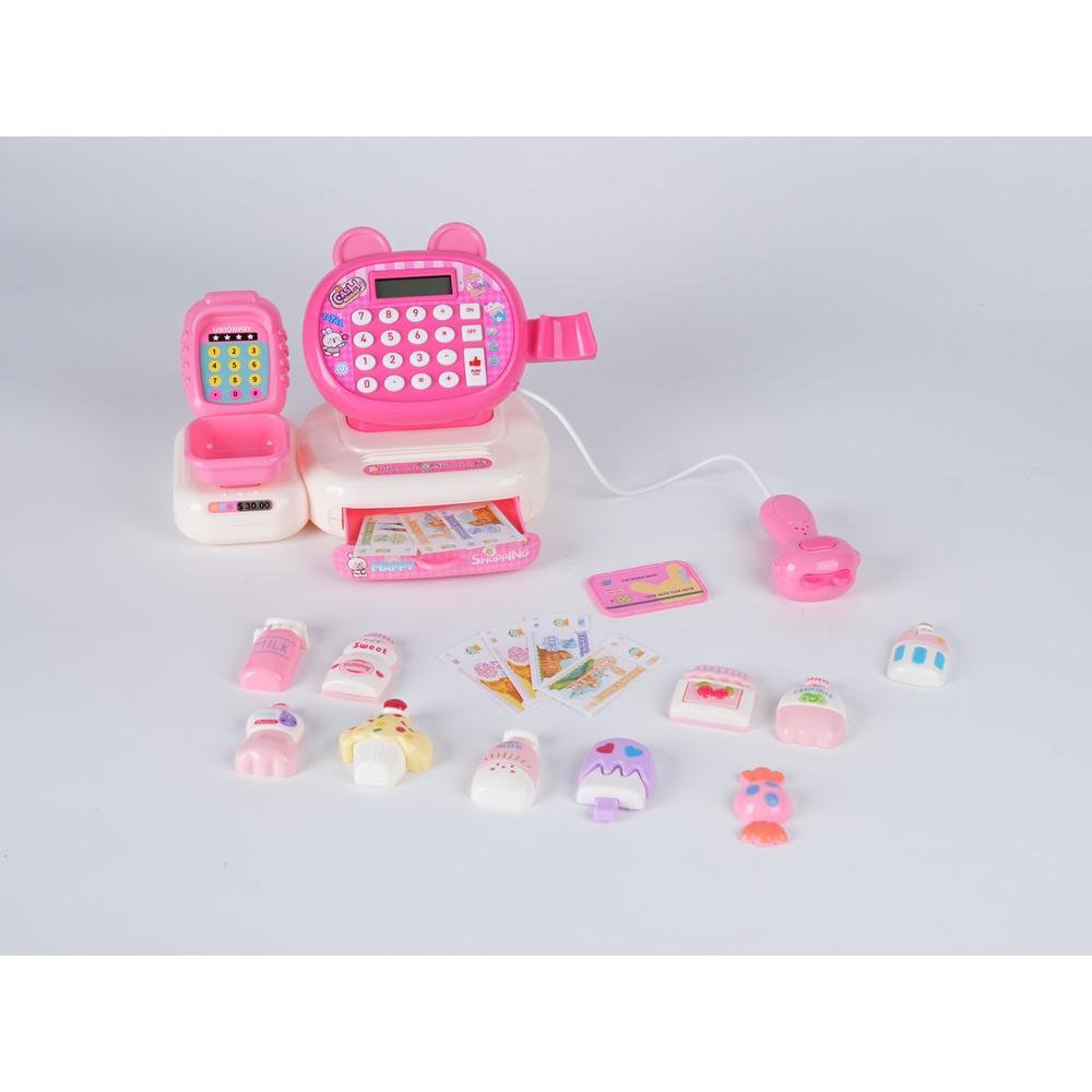TOYS ของเล่นเครื่องแคชเชียร์คิดเงินพร้อมอุปกรณ์ไอศกรีม รุ่น M858-3H ขนาด 28x17x17 ซม. คละสี