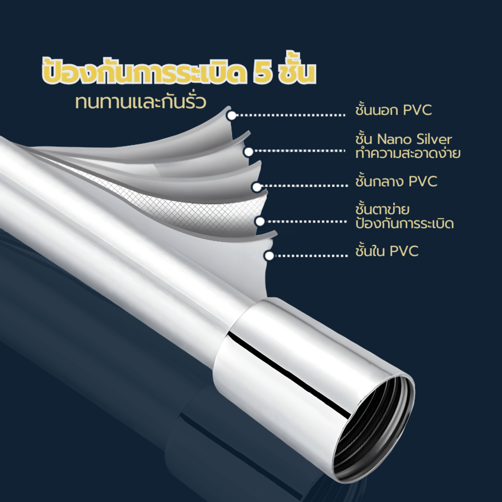 Verno สายฝักบัว รุ่น SG2610-YG ยาว 150 ซม. สีโครเมี่ยม