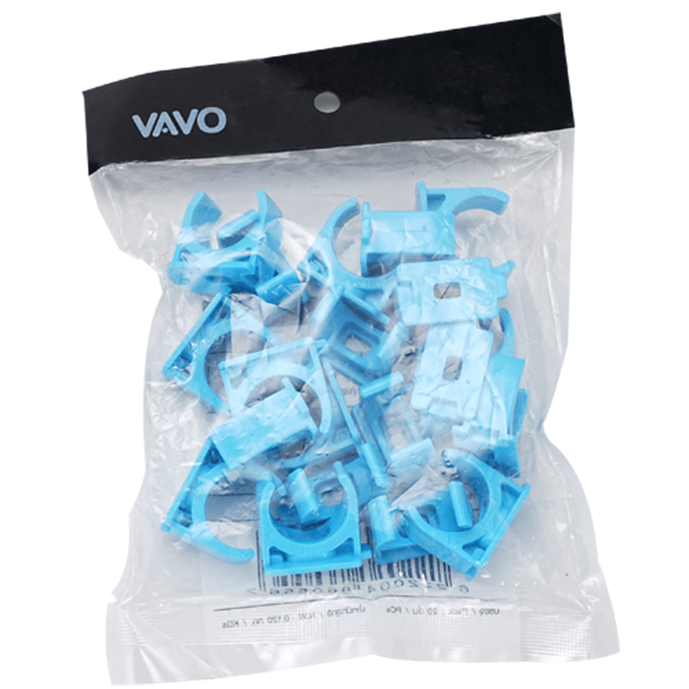 VAVO คลิปก้ามปูจับท่อ หนา 1/2"(18) สีฟ้า (แพ็ค20)