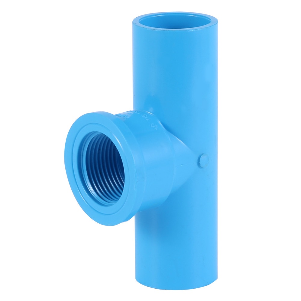 VAVO ข้อต่อสามทางตั้งฉากเกลียวใน หนา 1 นิ้ว(25) สีฟ้า