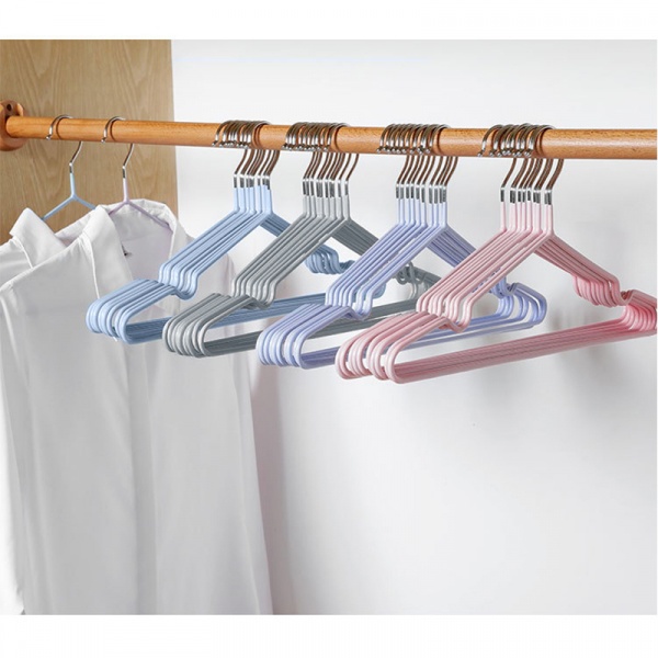 SAKU ไม้แขวนเสื้อเหล็กเคลือบกันลื่น รุ่น AN102 ขนาด 40.5x21x0.3ซม. สีชมพู แพ็ค 10 ชิ้น