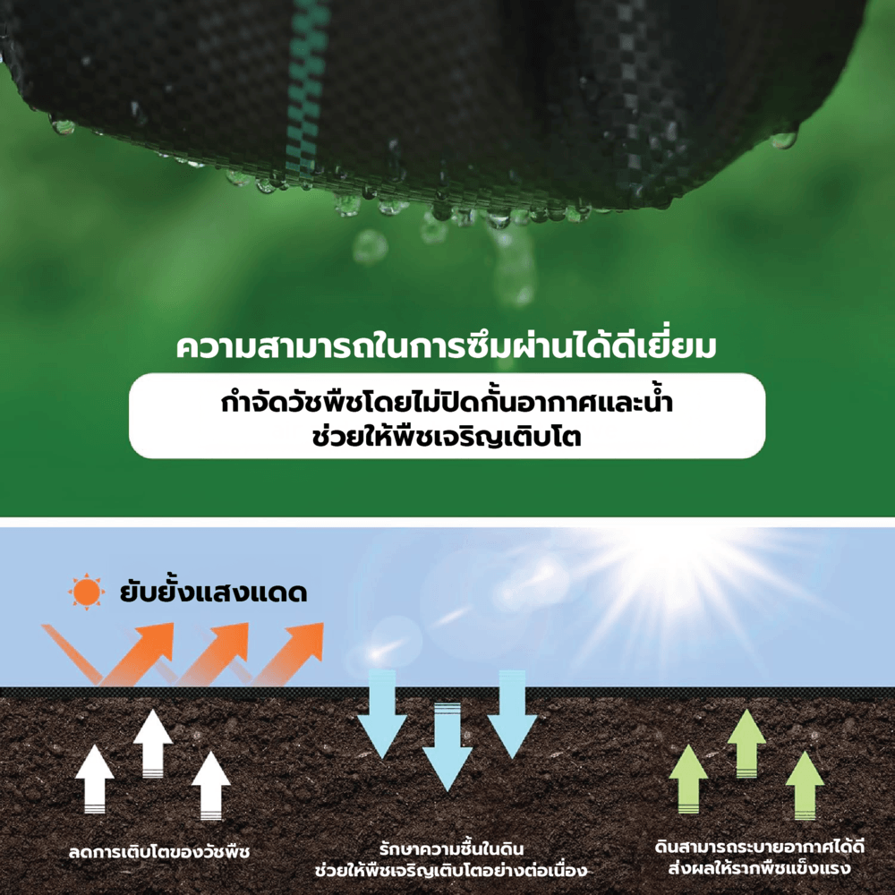 POLLO ผ้าพลาสติกคลุมวัชพืช PP รุ่นWDC0920M ขนาด 0.9x20M สีดำ