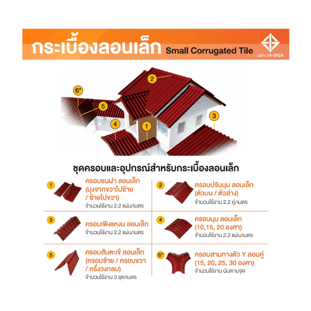 ตราเพชร ครอบสันตะเข้ ตัวบน หลังคาลอนเล็ก สีขาวงาช้าง