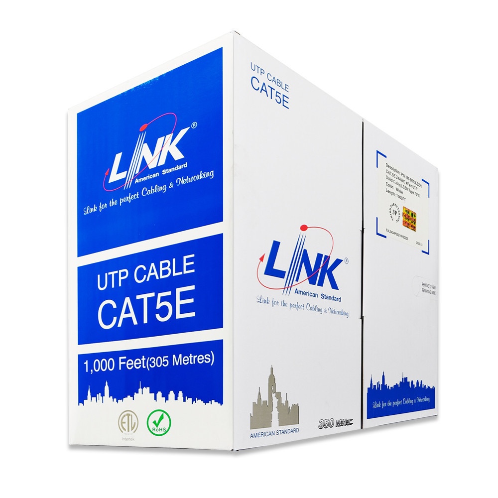 LINK สายแลน CAT5E UTP Enhanced CABLE รุ่น US-9015LSZH 305เมตร สีขาว