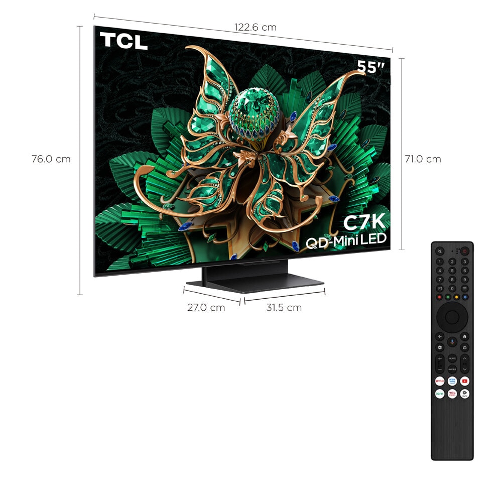 TCL โทรทัศน์ QD mini LED 4K TV ขนาด 55 นิ้ว รุ่น 55C7K สีดำ