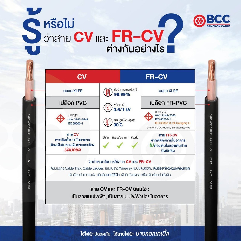 BCC สายไฟ kV CV 2x4 ตร.มม. 100 m. สีดำ