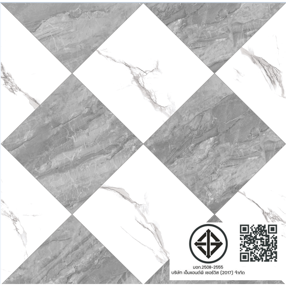Marbella กระเบื้องเซรามิคปูพื้น 60x60 นิ้ว รุ่น ยูเรก้า ไวท์ เกรย์ MD670 ผิวด้าน (4P)