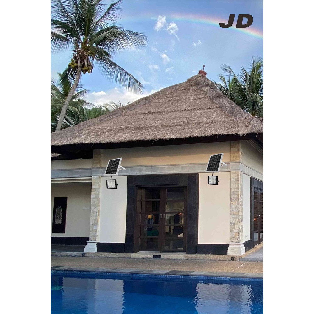 JD โคมไฟสปอร์ตไลท์โซลาร์เซลล์ 20W พร้อมรีโมท รุ่นJTGD-8820W+รีโมท IP65 แสงวอร์มไวท์
