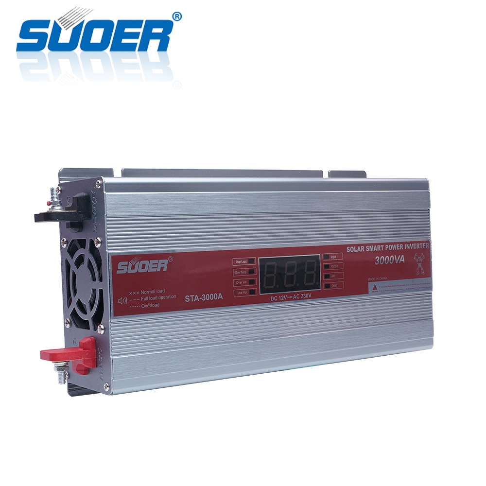 SUOER เครื่องแปลงไฟ Modified wave Inverter 12V รุ่น STA-3000 W/A (มีหน้าจอ) สีน้ำตาล