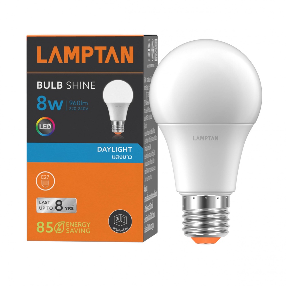 LAMPTAN หลอดไฟ LED BULB 6W แสงเดย์ไลท์ รุ่น SHINE E27