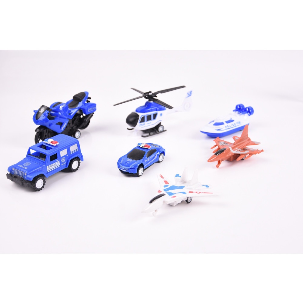 TOYS ชุดของเล่นพาหนะเซตตำรวจ บรรจุ5คัน สีน้ำเงิน#858-3A(45x6x32ซม.)