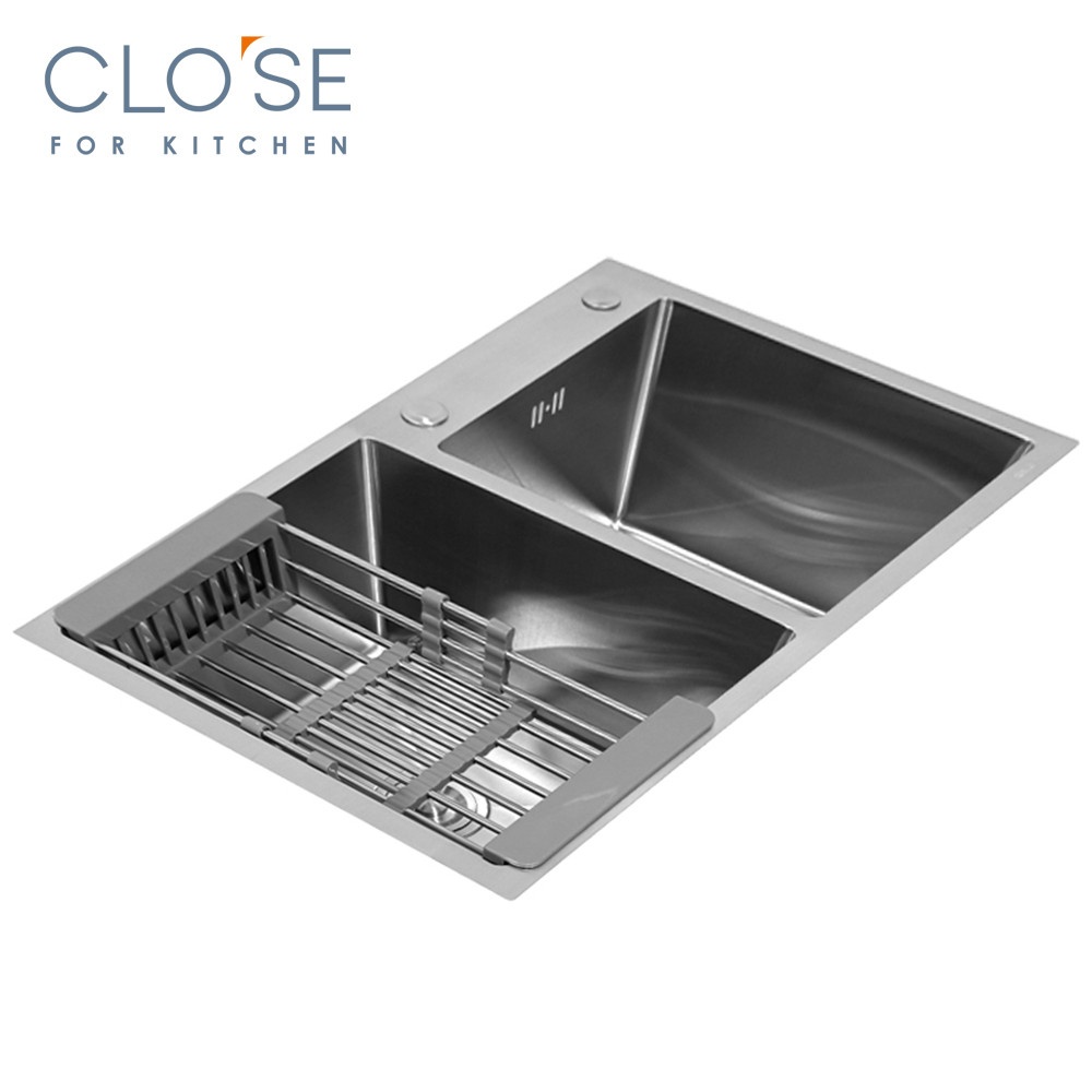 CLOSE อ่างล้างจาน 2 หลุมไม่มีที่พัก SS304 75x45x22 ซม. ATHENS-75