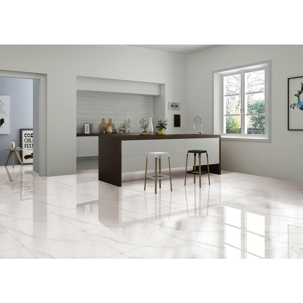 Marbella กระเบื้องพอร์ซเลน 60x60 ซม. รุ่น สโนวี T63836W4 Glossy (4P) Random