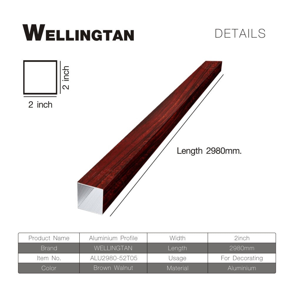 WELLINGTAN อะลูมิเนียมโปรไฟล์ ALU2980-52T05 5.08x298x5ซม. Brown Walnut