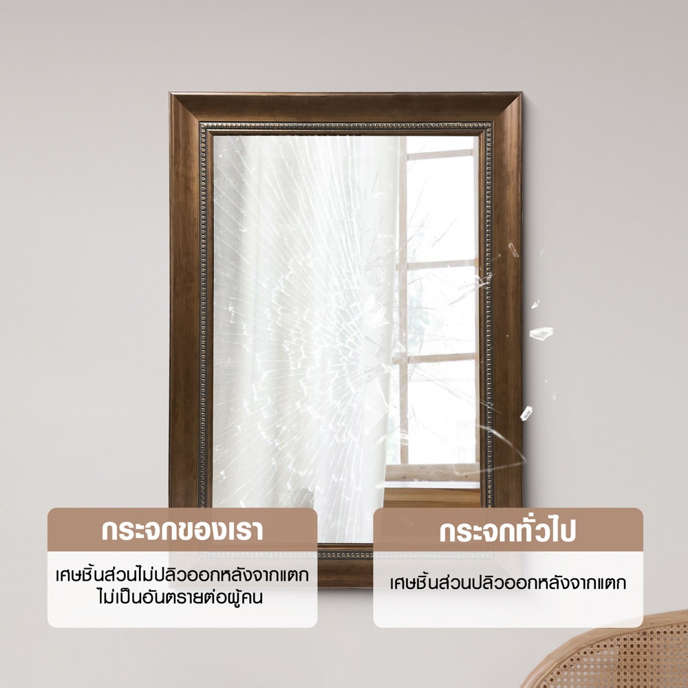 Nice กระจกมีกรอบ (PS) รุ่น ธารา-ดาร์กบราว ขนาด 60x90 ซม. สีน้ำตาลเข้ม