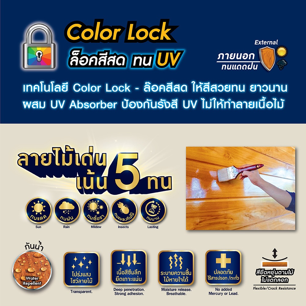 Woodtect วูดเทค วูดสเตน WG-102 เงา 1/4กล. สีไม้มะฮอกกานี