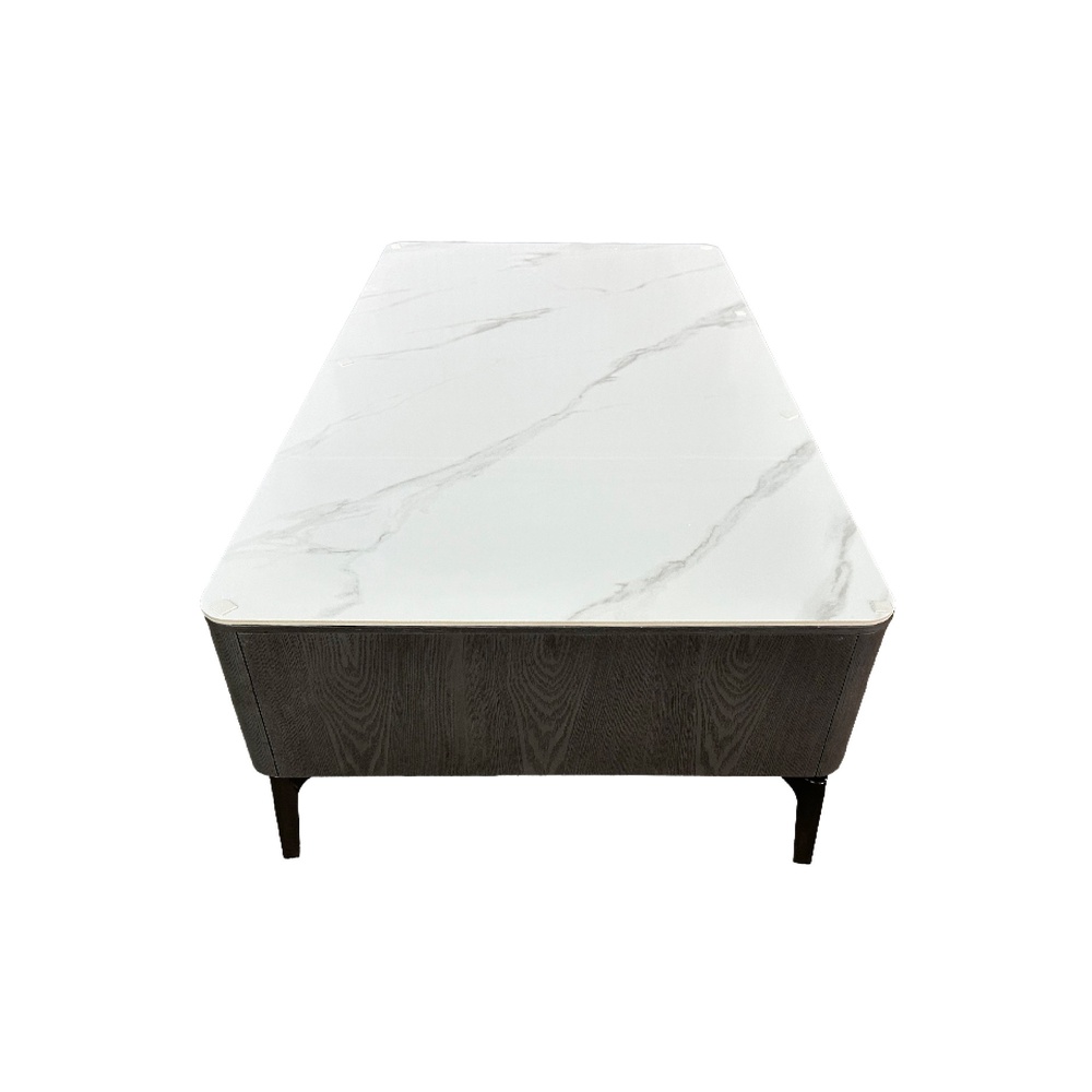 DELICATO โต๊ะกลางหน้าท็อปหินอ่อน รุ่น NOVA ขนาด 130x70x42 ซม. สีดำ-เทา