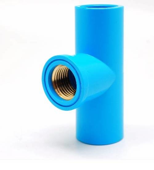 VAVO สามทาง เกลียวใน ทองเหลือง หนา 3/4"(20) สีฟ้า