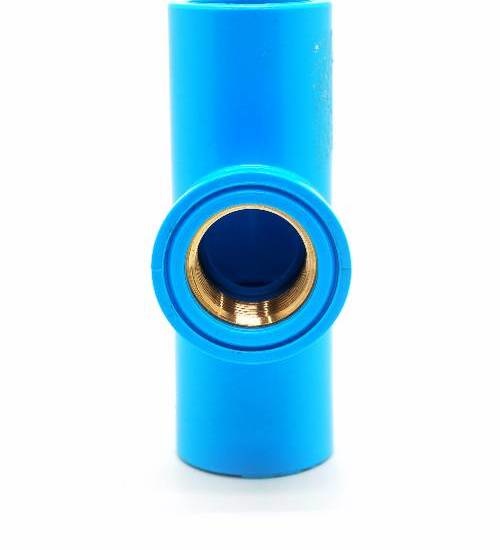 VAVO สามทาง เกลียวใน ทองเหลือง หนา 3/4"(20) สีฟ้า