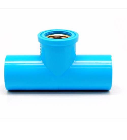 VAVO สามทาง เกลียวใน ทองเหลือง หนา 3/4"(20) สีฟ้า