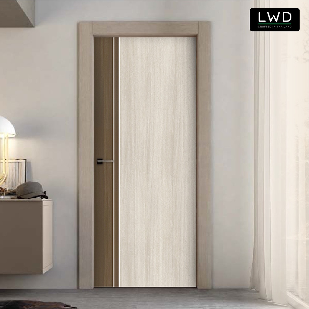 LWD ประตู UDoor UPVC สี Brownie Oak+Tango ยาแนวสีขาว ขนาด 3.5x80x200 ซม.