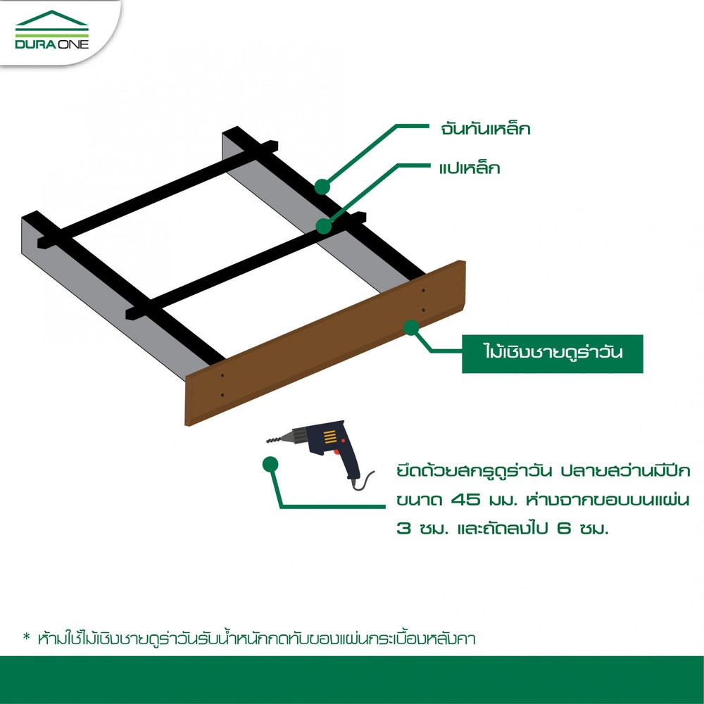 ดูร่าวัน ไม้เชิงชาย 1.6x15x300ซม. สีเทาสโมคเกรย์
