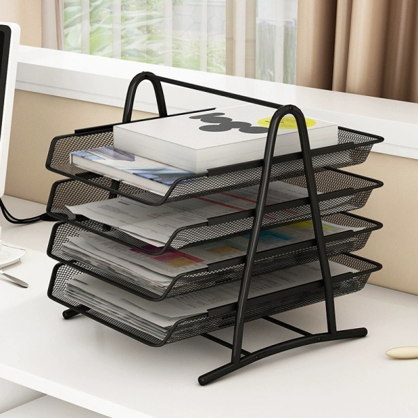 SMITH ชุดถาดเหล็กใส่เอกสาร 4 ชั้น ขนาด 35x30x33.5ซม. รุน TG59097 สีดำ