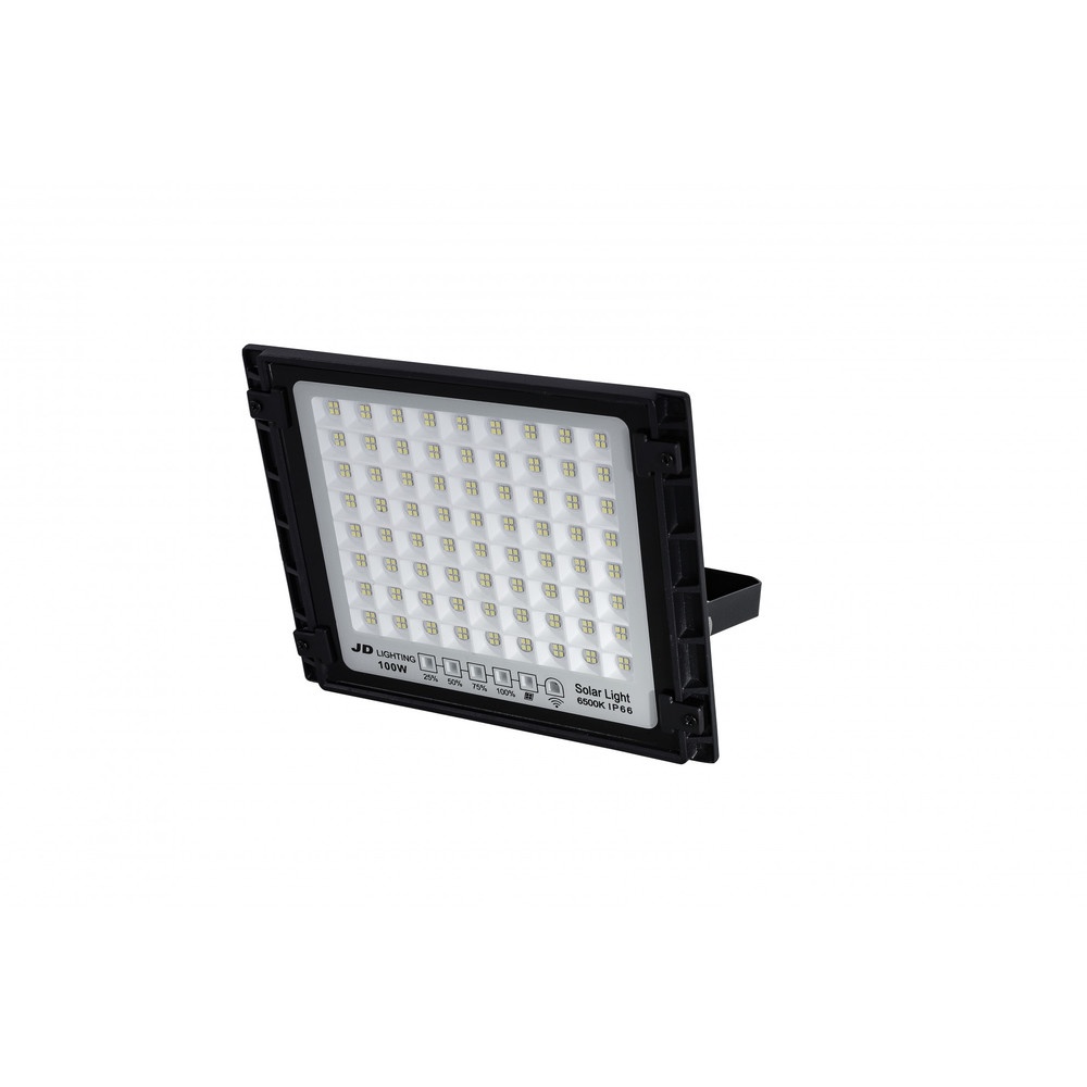 JD โคมไฟสปอร์ตไลท์โซลาร์เซลล์ 100W พร้อมรีโมท รุ่นJDTGD-88100W+รีโมท IP65 แสงวอร์มไวท์