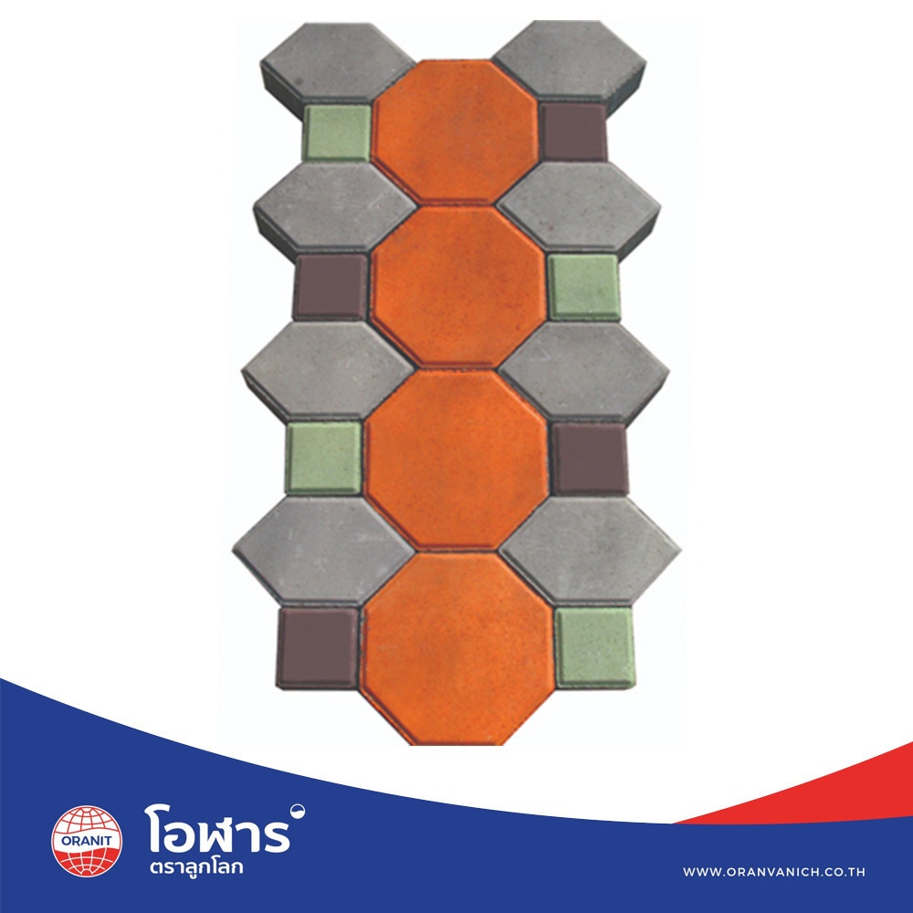 โอฬาร บล็อกปูถนน รุ่น ศิลาดิษฐ์ 6x19.7x19.7ซม. สีเทา