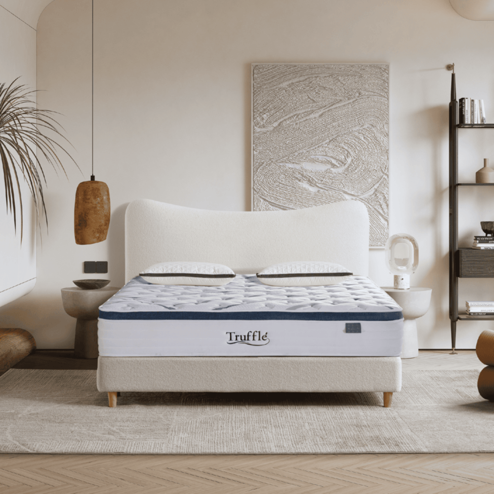 Truffle ที่นอนพ็อกเก็ตสปริงเสริมยางพารา รุ่น Petunia ขนาด 180x200x29 ซม. (6ฟุต) สีขาว-น้ำเงิน