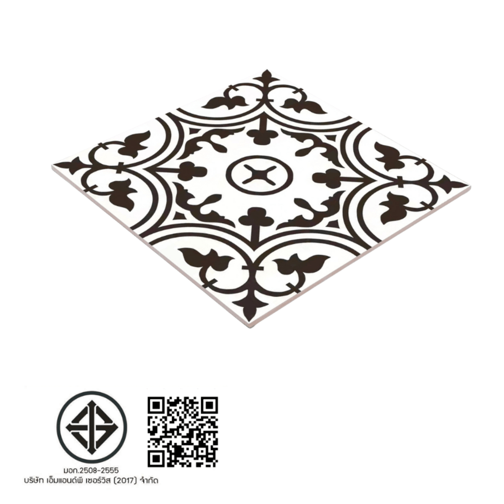 Marbella กระเบื้องเซรามิคปูพื้น 40X40 ซม. รุ่น บลูมฟลาวเวอร์ แบล๊ก JMZ40206 Gloss (12P)
