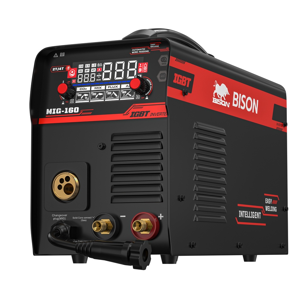 BISON เครื่องเชื่อม INVERTER MIG/MMA 160แอมป์ (LCD) รุ่น MIG/MMA-160A5K 5 กก. ไม่ใช้แก๊ส