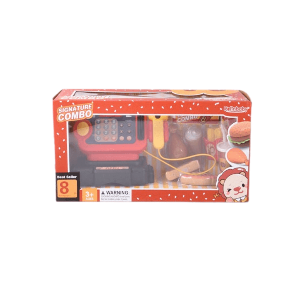 TOYS ของเล่นชุดแคชเชียร์และธนบัตรพร้อมชุดเซทอาหาร(38ชิ้น)#1008EAขนาด 39.5x17x21 ซม.