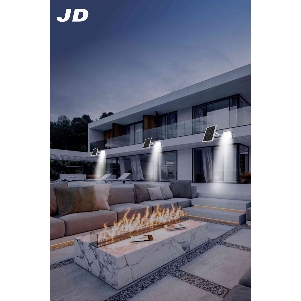 JD โคมไฟสปอร์ตไลท์โซลาร์เซลล์ 20W พร้อมรีโมท รุ่นJTGD-8820W+รีโมท IP65 แสงวอร์มไวท์