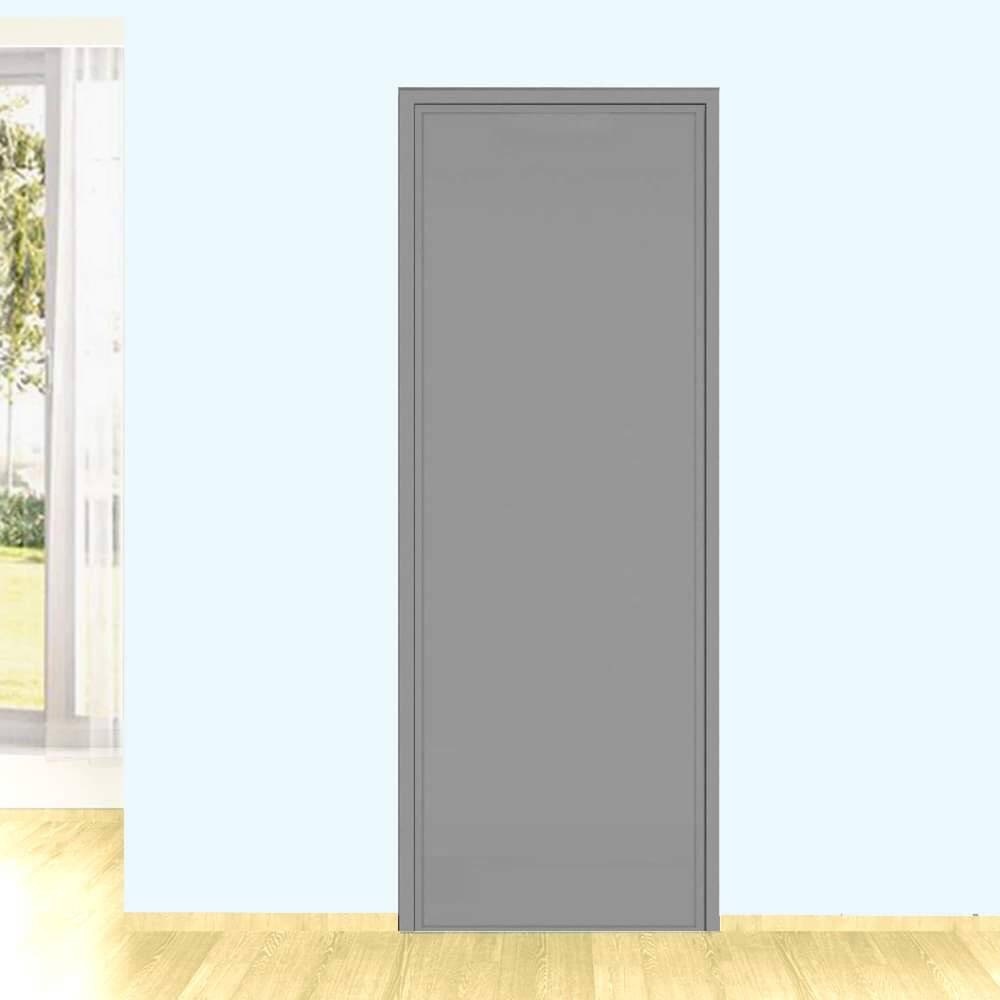 WELLINGTAN ประตูพีวีซีบานทึบพร้อมวงกบ รุ่น G1 70x180ซม. สีเทา (ไม่เจาะลูกบิด)
