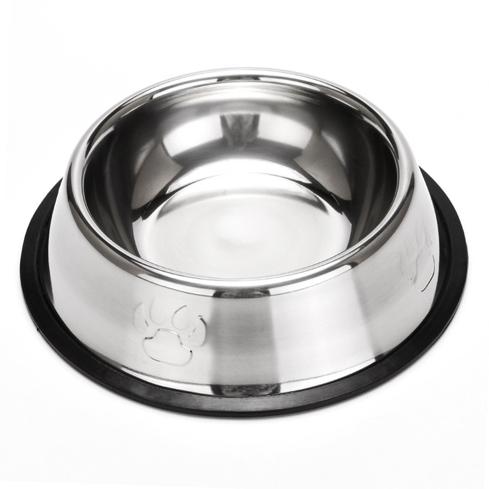 DUDUPETS ชามอาหารสัตว์เลี้ยงสเตนเลส รุ่น#22ขนาด 15.5X22X4ซม.สีเงิน