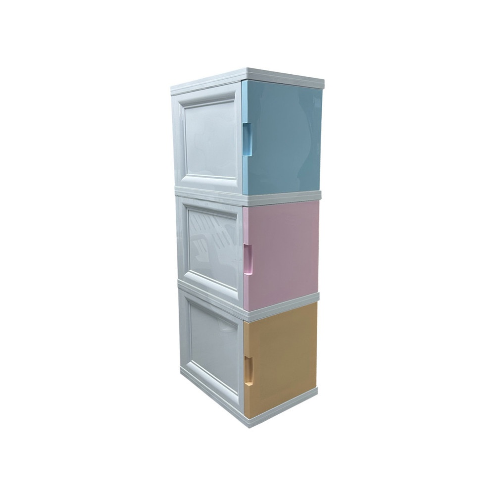 Zeking ตู้พลาสติกบานเปิดเดี่ยว 3 ชั้น 34x50x121ซม. รุ่น Tower Box W5 สีพาสเทล