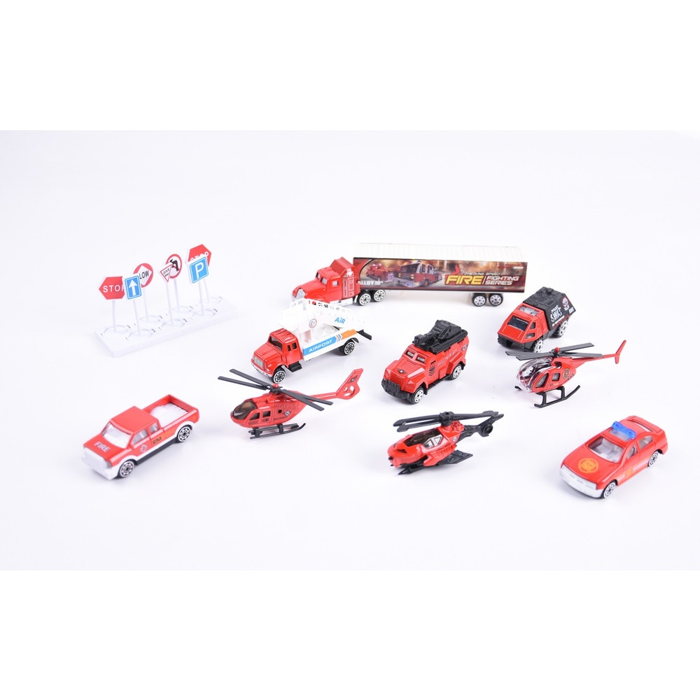 TOYS ของเล่นชุดรวมยานพาหนะกู้ภัย บรรจุ 7คัน สีแดง#696-6A (94x39x92ซม.)