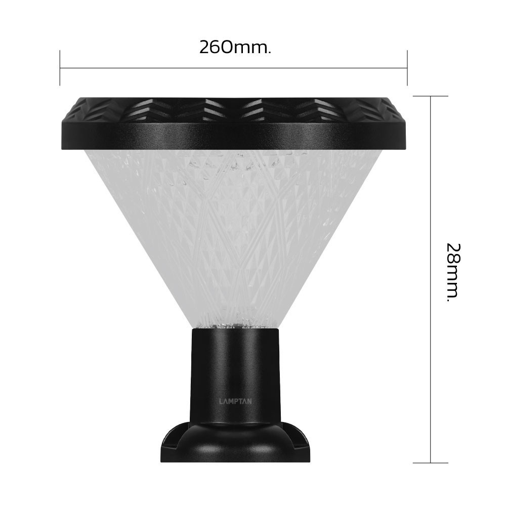 LAMPTAN โคมไฟหัวเสาโซลาร์เซลล์ LED 40W รุ่นสปาร์คลิง CCT+RGB