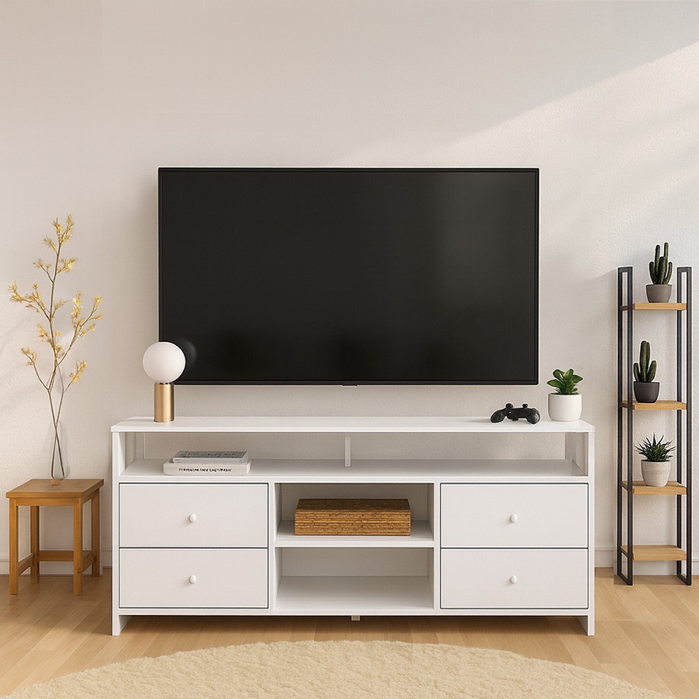 DELICATO ชั้นวางทีวี รุ่นออสติน ขนาด152.6x39x76 ซม. สีขาว