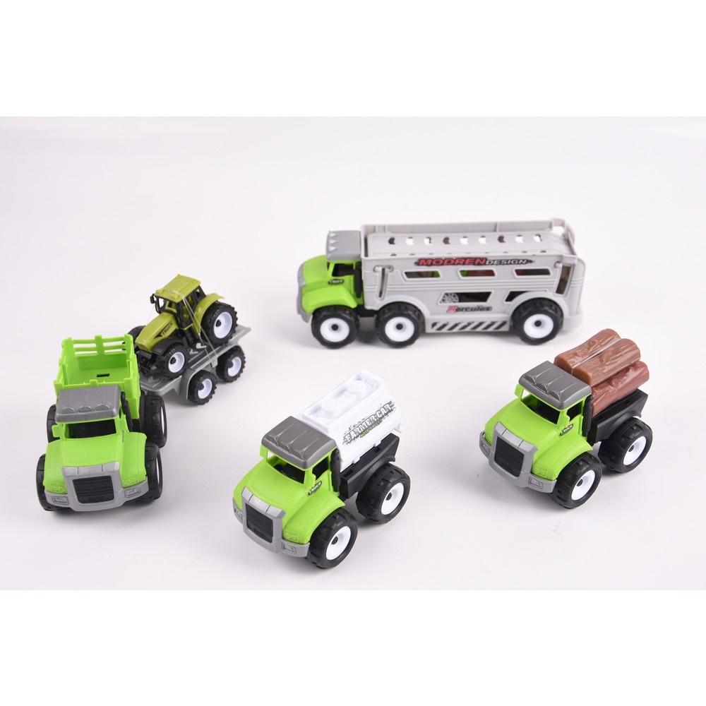 TOYS ของเล่นชุดรถบรรทุกขนรถเกษตร บรรจุ4คัน สีเขียว#9932-60A(29x9x37.5ซม.)