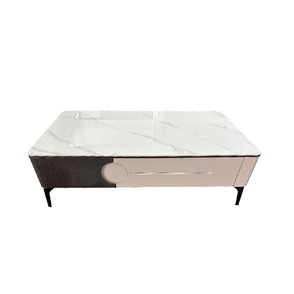 DELICATO โต๊ะกลางหน้าท็อปหินอ่อน รุ่น NOVA ขนาด 130x70x42 ซม. สีดำ-เทา